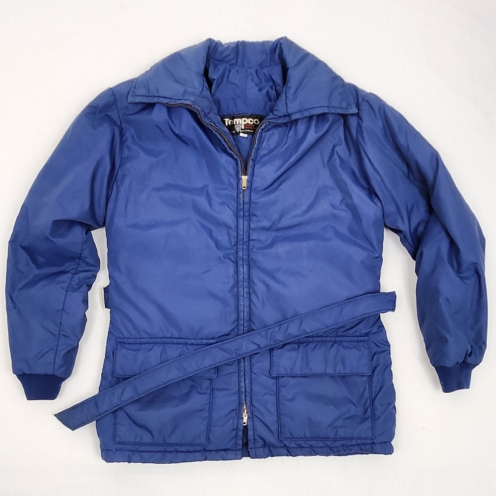 Vintage Tempco  Down Jacket Quilted Blue Puffer  Womens Medium Made In USA